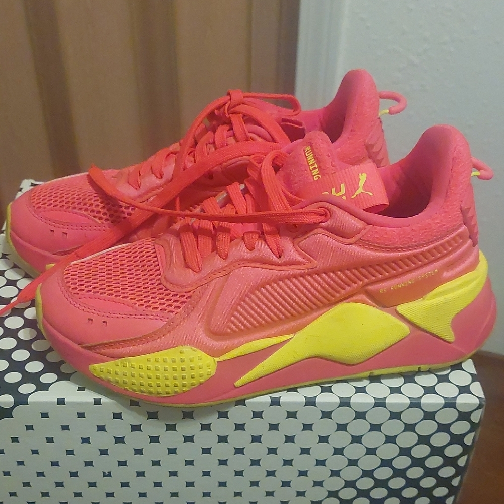 Puma Women's Pink and Yellow Sneakers